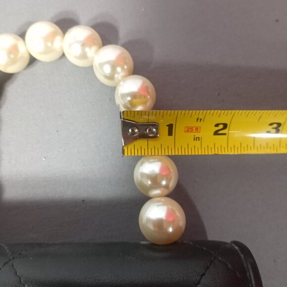 Classic Designer Inspired Quilted Pearl Hand Bag with Shoulder Strap Black - Picture 15 of 16